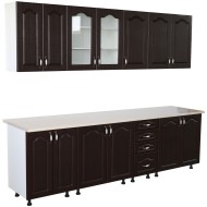 Bucatarie Zebra 260 cm din MDF Wenge cu blat termoizolant alb/gri Bucatarie Zebra 260 cm din MDF Wenge cu blat termoizolant alb/gri